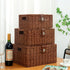 Set of 3 Woven Wicker Storage Baskets with Lid & Lock, Multifunctional Organizer for Nursery, Baby, Clothes