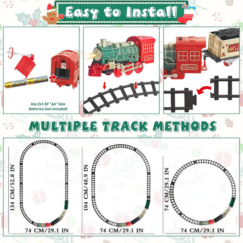 PaLeyFer Set Set 3-8, Christmas Kids Train - Train Toys w/Sounds (Turn ON/Off), Lights, Electric Toddlers Classical