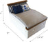 6 Inch 1:12 Dollhouse White Queen Bed for Dolls, Mini Wooden Bed with Grey Bedding, Realistic Bedroom Accessories