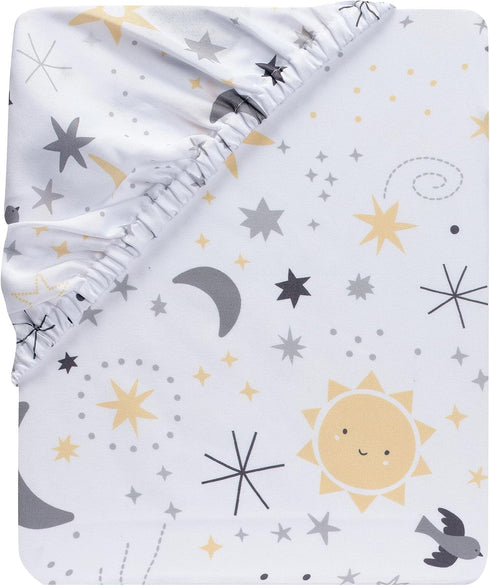 Little Star White Celestial Microfiber Fitted Crib Sheet by Bedtime Originals
