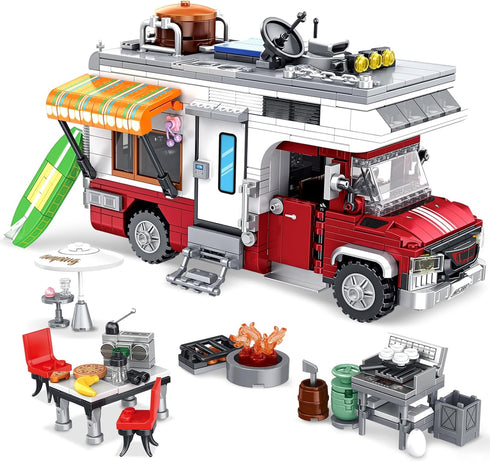 NEWABWN Camper Van Building Set, Compatible with Rvs Camper Vehicles, Summer Beach