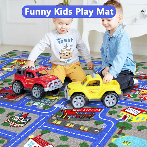 6.6' 5' Capslpad Kids Rug Educational Play Rug x Traffic Road Kids Play Car Mat Large Learning Play Game Area Rug Kids
