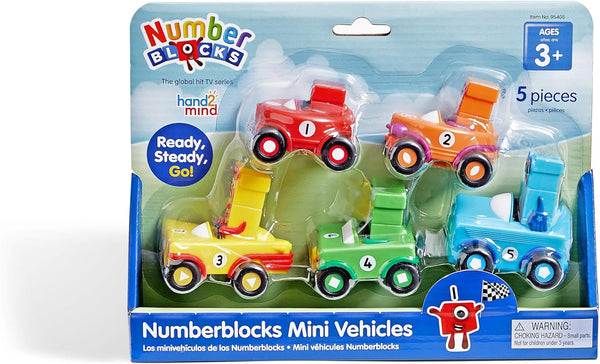 hand2mind Numberblocks Mini Vehicles, Race Car Toy Playsets, Counting and Math Toys for Kids 3-5 Birthday Gifts