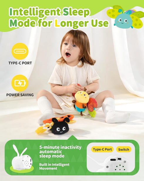 0-6-12-24 Tummy Jollybaby Musical Flying Ladybug Toy - Car Seat, Stroller, Crib & Play Gym Hanging Toys for Baby