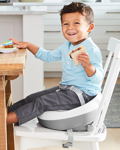 Sleek Grey/White Booster Seat for Dining Tables