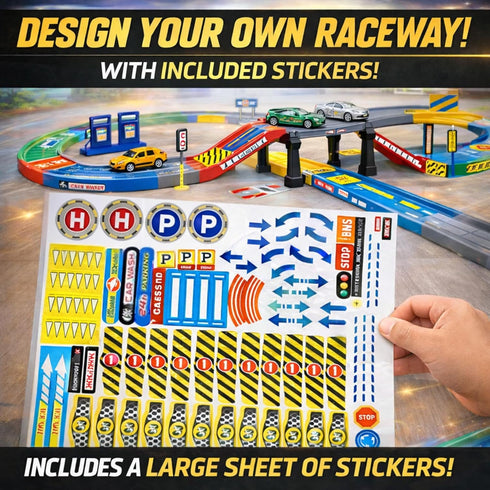 Playset 6 My First Speed Racing Assembly Track Builder Toy - Starter Kit with Diecast Cars, Accessories for Kids