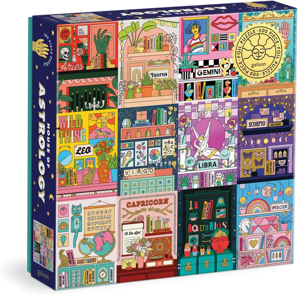 House of Astrology 500 Piece Foil Puzzle from Galison - 20"x20", Beautifully Illustrated, Fun Activity for Zodiac