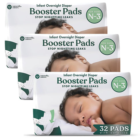 Naturally Nature Overnight Leak-Protection Diaper Booster Pads, for Heavy Wetters, Diaper Liners