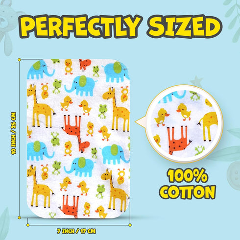 30 Pack 100% 7x10 Inch Set Omilion Baby Washcloth of Flannel Newborn Washcloths Cotton - Fun, Colorful Designs Reusable