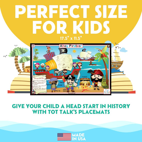 Tot Talk U.S. Presidents Educational Placemat for Kids - Double-Sided, Waterproof, 17.5" x 11.5"
