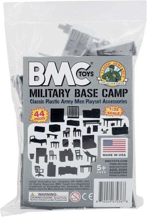 BMC Classic Marx Military Base Camp, 44pc Plastic Army Men Playset Accessories