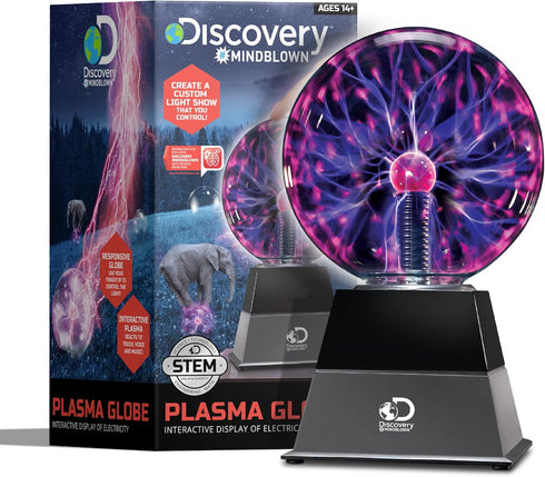 Discovery Kids Plasma Globe Lamp with Touch and Sound Sensitive Lightning, Black Tesla Coil for Kids Room