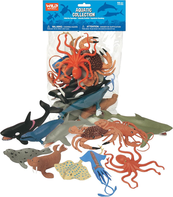Wild Republic Polybag Aquatic, Octopus, Shark, Dolphin, Orca, Crab, Lobster, Blue Whale,
