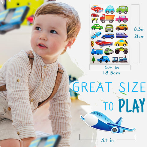 HORIECHALY Transportation Stickers for Kids, Colorful Safe Teaching Aids, 280 PCS Cute Decals with Cars, Airplanes,
