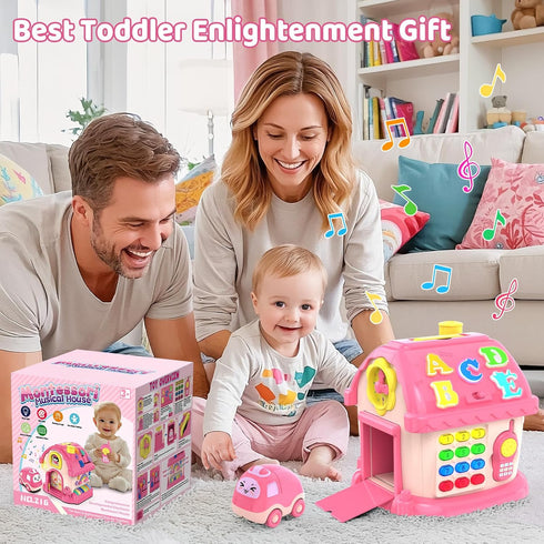 1 12-in-1 1-2, 1st 6-12 12-18 Toddler Toys for Year Old Girl Gifts, Montessori Musical House Toddler Learning Toys