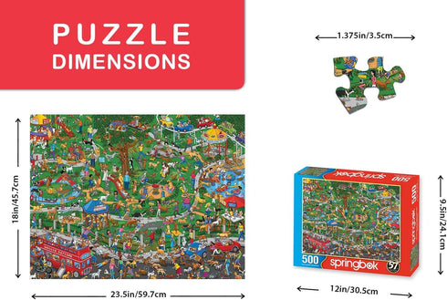 Springbok The Dog Park 500 Piece Jigsaw Puzzle - Cartoon Illustration of Dog Park by Steven Skelton