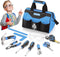 REXBETI 10-Piece Kids Tool Set with Real Hand Tools, Blue Durable Storage