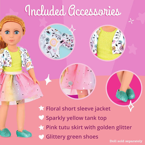 Glitter Girls 14-Inch Doll Clothes, Shimmer Glimmer Floral Fashion Outfit, for 3+ Years Old Girls