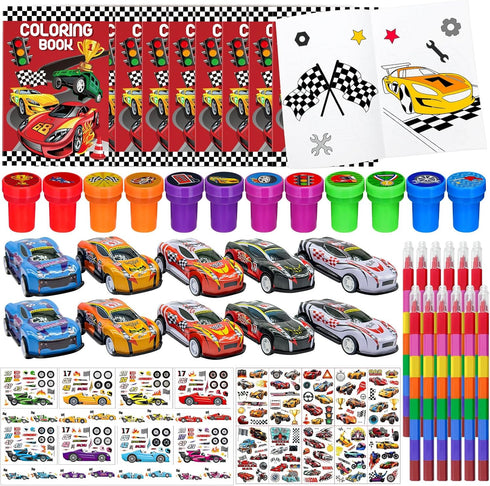 144 Pcs Race Car Coloring Book Bulk,Checkered Flags Racing Party Favors Goodie