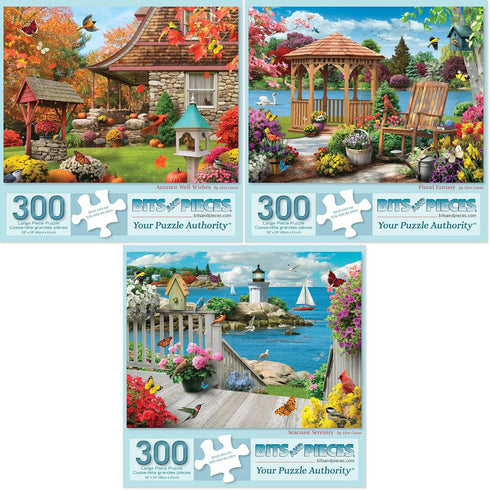 Bits and Pieces Value Set of Three 300 Piece Jigsaw Puzzles for