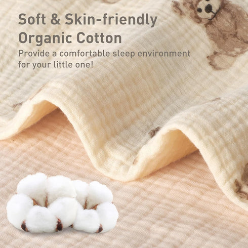 Set 3 52"x28", Set Organic Cotton Muslin Baby Crib Bedding Piece Soft for Infant Newborn Toddler Boys Girls Nursery Bed