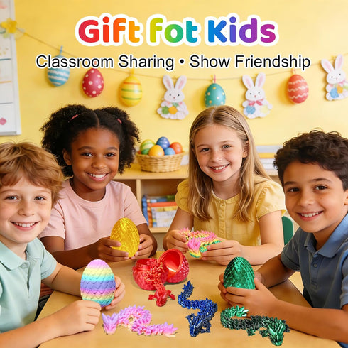 12 Pack 3D Printed Dragon Toys, Flexible Articulated Fidget Dragons in Surprise Eggs, Collectible Desk Toys, Party