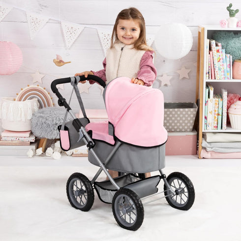 67 41 68 1300800 Bayer Design Baby Doll Trendy Pram in Grey/Pink, x x centimeters