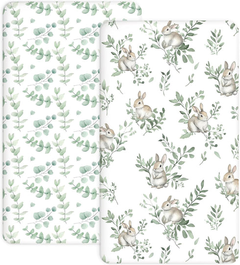 Crib Sheets for Boys and Girls, 2 Pack Fitted Baby Sheets for