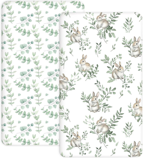 Crib Sheets for Boys and Girls, 2 Pack Fitted Baby Sheets for