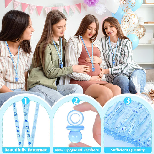 36 ZYFLSQ Pieces Baby Shower Pacifiers Necklace, Cute Acrylic Pacifier Necklaces for Baby Shower Games Boy Charm, Party