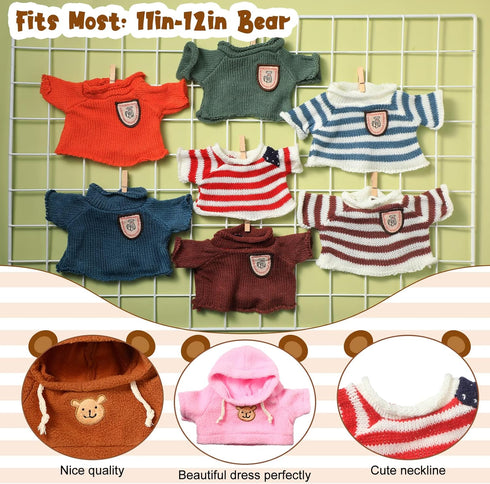 Zhanmai 12 Set Cute Bear Stuffed Animals with Removable Clothes - 12 Inch Plush Toy Gift for Kids
