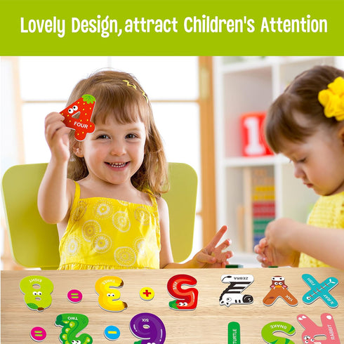 Magnetic Uppercase Letters and Numbers | Educational Learning Tool for Kids, 39 Pieces Magnets