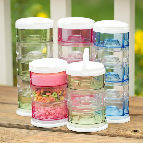 Innobaby Packin' Smart Stackable Storage System for Formula and Baby Snacks, 5 Stackable Cups in Blueberry Sorbet