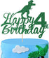 Anxdh Dinosaur Cake Topper for 4th Birthday, Sparkling Happy 4th Birthday Decoration for Boys, Jurassic Park Theme