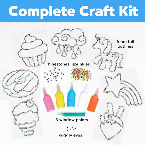 Creativity for Kids Easy Sparkle Window Art Kit, Paint and Decorate 7 DIY Suncatchers for Kids Ages 6-8+