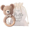 Wooden Baby Rattle Toddler Lovely Crochet Kahki Bear Ring Rattle, Newborn Animal Rattle Toys for Soothing
