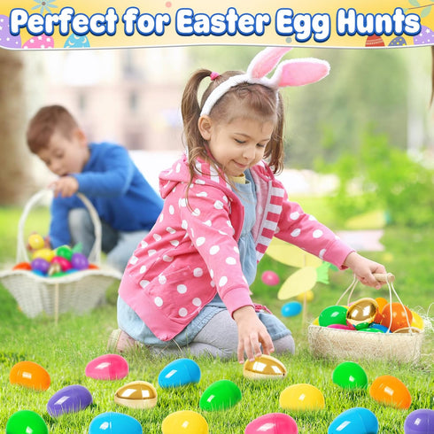 3.15'' 36 6 V-Opitos Big Fillable Plastic Eggs, PCS Bulk Empty Easter Eggs in Colors for Egg Hunt, Surprise Eggs
