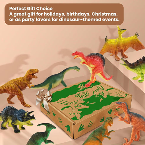3-5, 10 Set Zippytots Dinosaur Toys for Kids PCS Realistic Plastic Dinosaur Figure Toy Including T-Rex, Stegosaurus