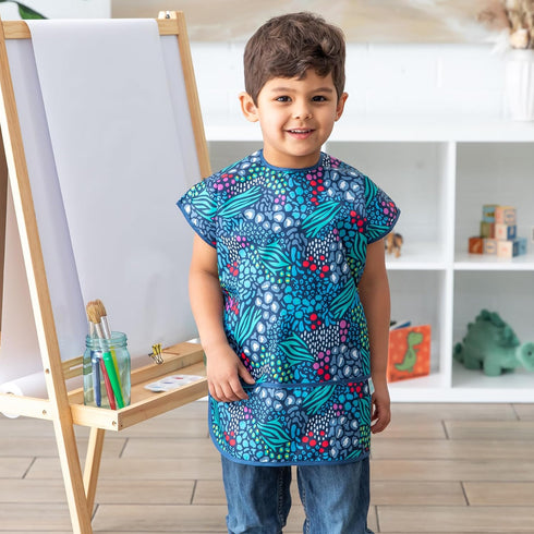 3-7 Bumkins Short Sleeve Smock, Toddler Reusable Waterproof Bib for Girls and Boys Ages Years, Junior Childrens, Kids