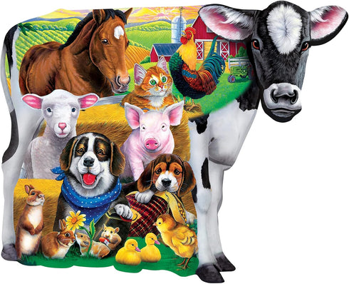 MasterPieces 100 Piece Shaped Jigsaw Puzzle for Kids - Farm Friends - 14"x19"