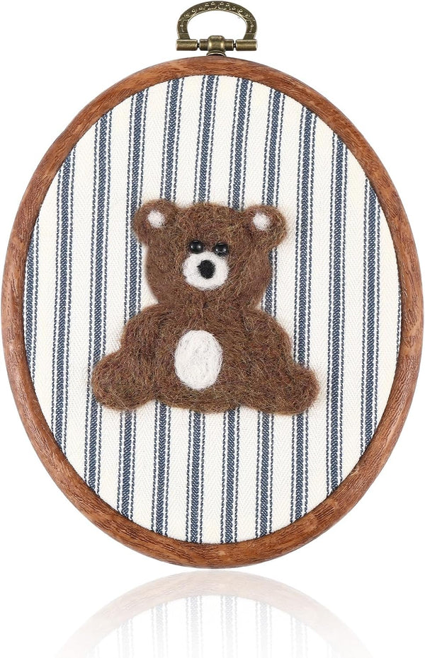 Chunful Felted Blue Striped Bear Nursery Wall Decor Cute Wall Art Decorative