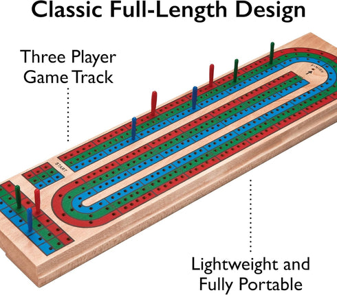 Mainstreet Classics Traditional Wooden Cribbage Board Game Set