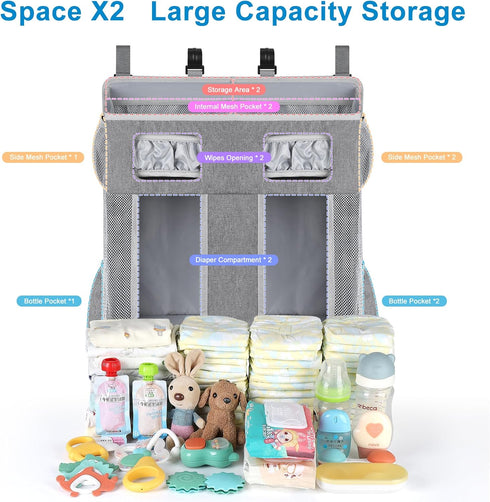 Accmor Changing Table Diaper Organizer, Hanging Diaper Caddy Organizer Stacker for Cribs Changing Table Playard Wall