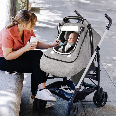 Cozy, Winter Baby Car Seat Cover Waterproof, Windproof Car Seat Covers for Newborns with Double-Layer Window, Infant