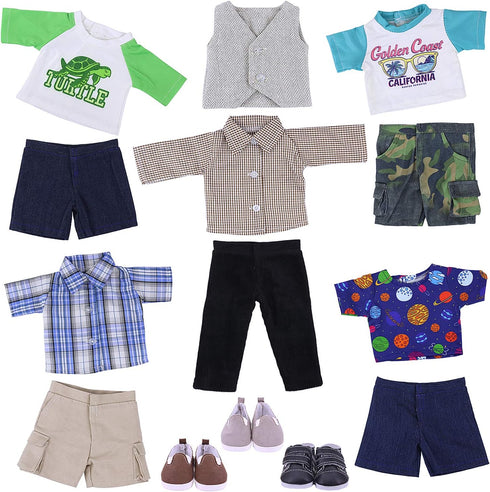 5 Sets 3 18 Inch Ecore Fun Boy Doll Clothes and Pairs of Shoes Fit for Boy Dolls Clothes Outfit Birthday Reward Gift