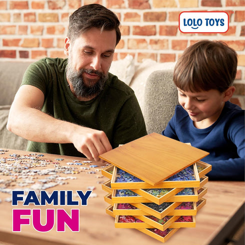 LOLO TOYS 8 8 Inch, 1500 Premium Wooden Puzzle Trays Stackable x Sort up to Pieces Durable Sorting Tray Organizer