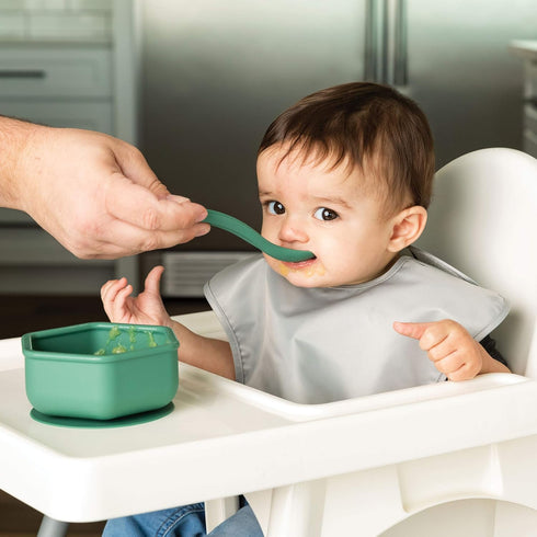 Tiny Twinkle Silicone Suction Bowl with Lid for Baby and Toddler - 100% Silicone - BPA Free - Microwave Safe - Suction Bowls For Baby, Snack Containers For Toddlers (Olive) by Tiny Twinkle