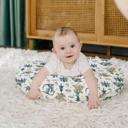 HawSkgFub Watercolor Cute Dragon Fairy Tale Nursing Pillow Cover for Baby Boys, Cloud Moon Star Dragons Egg