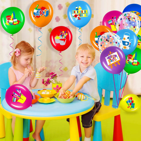 50 Pieces Art Party Balloons, Printed Latex Balloons for Classroom Paint Class and Birthday Party Decoration