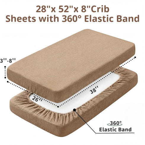 Pack 2 Pack Pro Goleem Muslin n Play Sheets for Boys and Girls, Soft Breathable Cotton Fitted Mini Crib Sheets, Neutral